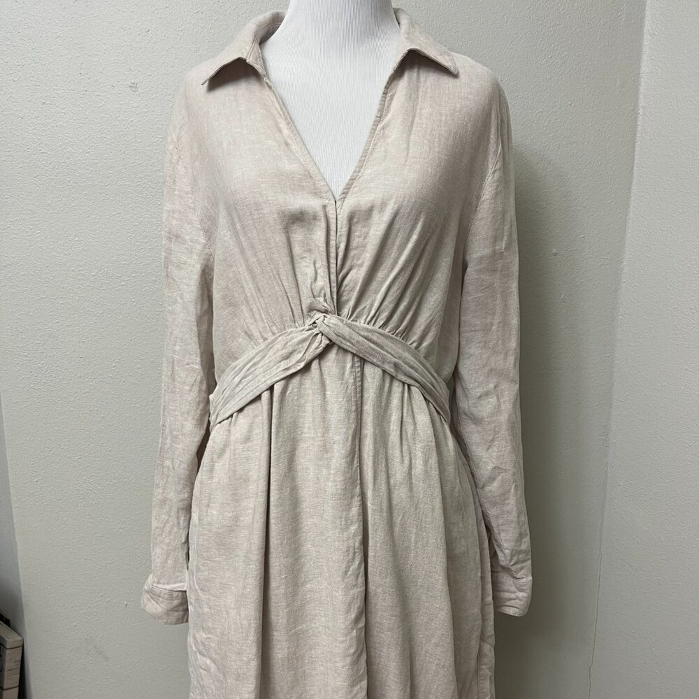 Joie Linen Blend Tan Khaki Dress Large
